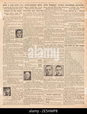 1918 Daily Sketch VC assegnato a John Carles Foto Stock