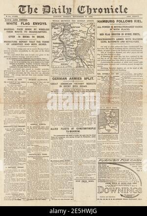 1918 Daily Chronicle prima pagina Armistice con la Germania Foto Stock