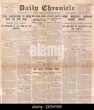 1918 Daily Chronicle prima pagina negoziati di pace con la Germania Foto Stock