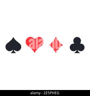 Set di icone di tute da carte da gioco. Simboli del casinò. Illustrazione vettoriale isolata in bianco. Illustrazione Vettoriale