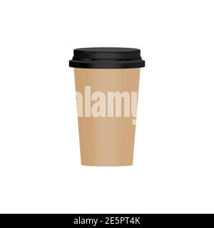 Icona della tazza di caffè 3D. Tazza per mockup di carta. Illustrazione vettoriale isolata in bianco. Illustrazione Vettoriale