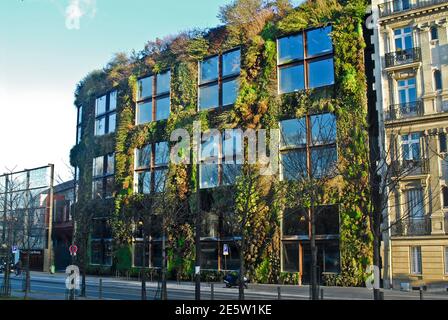 'Edificio verde' con un giardino verticale nella facciata. Parigi, Francia Foto Stock