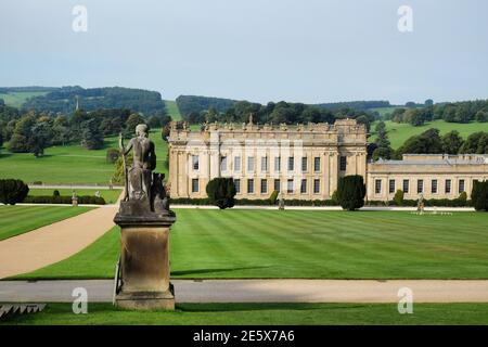 Chatsworth House nel Peak District, Derbyshire, Regno Unito Foto Stock