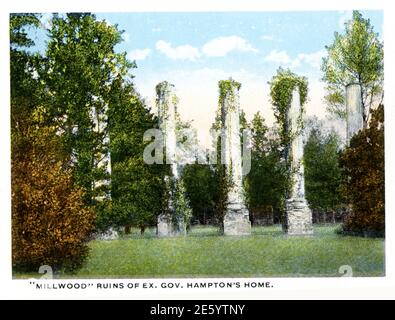 Columbia South Carolina 1918: Rovine di Millwood della casa di ex Gov Hampton Foto Stock