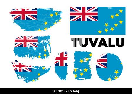 Flag di Tuvalu vettore di illustrazione su sfondo bianco, tratto di pennello Illustrazione Vettoriale