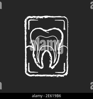 Icona di gesso bianco per radiografia dentale su sfondo nero Illustrazione Vettoriale