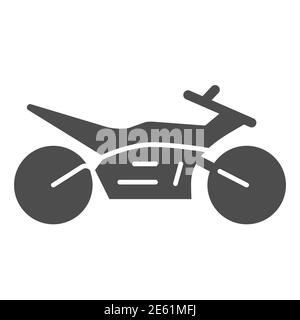 Icona di Sportbike, simbolo di velocità del trasporto su strada, simbolo di vettore moto da motocross su sfondo bianco, icona di moto sport stile glifo per cellulari Illustrazione Vettoriale
