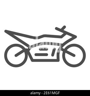 Icona della linea Sportbike, simbolo del trasporto su strada veloce, simbolo del vettore moto da motocross su sfondo bianco, icona del motociclo sportivo stile del contorno per il cellulare Illustrazione Vettoriale