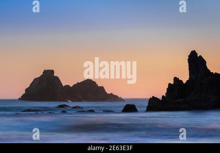 Cataste di mare all'Harris Beach state Park sulla costa meridionale dell'Oregon. Foto Stock