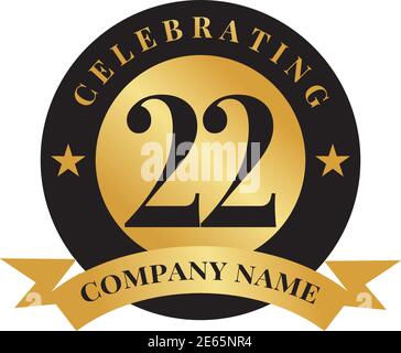 modello vettoriale per il design del logo del 22° anniversario Illustrazione Vettoriale
