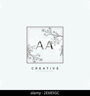 AA Beauty Vector Initial logo, calligrafia logo della firma iniziale, matrimonio, moda, gioielli, boutique, floreale e botanico con template creativo Illustrazione Vettoriale