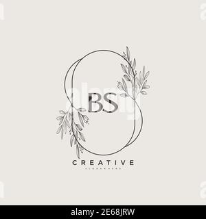 BS Beauty vettore primo logo arte, calligrafia logo di firma iniziale, matrimonio, moda, gioielli, boutique, floreale e botanico con temp creativa Illustrazione Vettoriale
