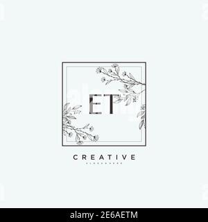 Te Beauty vettoriale primo logo art, calligrafia logo di firma iniziale, matrimonio, moda, gioielli, boutique, floreale e botanico con temp creativa Illustrazione Vettoriale