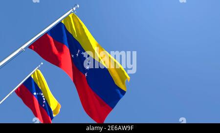 Rappresentazione 3D della bandiera nazionale del Venezuela che si svanita il vento Foto Stock