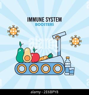 inmune sistema booster macchina sport e sana alimentare vettore illustrazione design Illustrazione Vettoriale