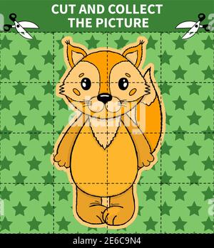 Bambini bordo gioco animale puzzle per preschoolers e scuola primaria Foglio di lavoro degli studenti.pagina lettura e corrispondenza per i bambini libro educativo Illustrazione Vettoriale