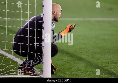 Eibar, Spagna. 21 gennaio 2021. Marco Dmitrovic di SD Eibar in azione durante la Liga partita tra SD Eibar e Club Atletico de Madrid giocato a. Foto Stock