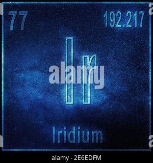 Elemento chimico iridio, segno con numero atomico e peso atomico, elemento Tavola periodica Foto Stock