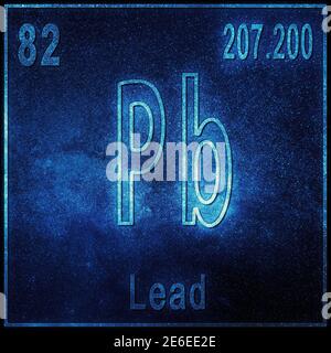 Elemento chimico piombo, segno con numero atomico e peso atomico, elemento Tavola periodica Foto Stock