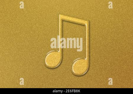 Simbolo dell'ottava nota trasmessa via IR, sfondo musicale, sfondo oro Foto Stock