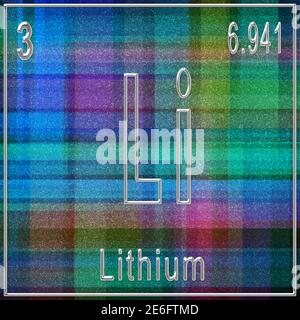 Elemento chimico al litio, segno con numero atomico e peso atomico, elemento Tavola periodica Foto Stock