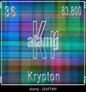 Elemento chimico del cripto, segno con numero atomico e peso atomico, elemento Tavola periodica Foto Stock