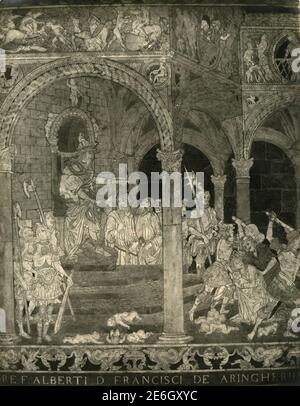 Il massacro degli Innocenti, intagliato sul pavimento dall'artista italiano Matteo di Giovanni, Cattedrale di Siena, Italia anni '30 Foto Stock