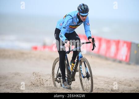 Il belga Toon Aerts ha ritratto in azione durante una sessione di ricognizione e allenamento in pista davanti ai campionati mondiali di ciclismo, a Oste Foto Stock