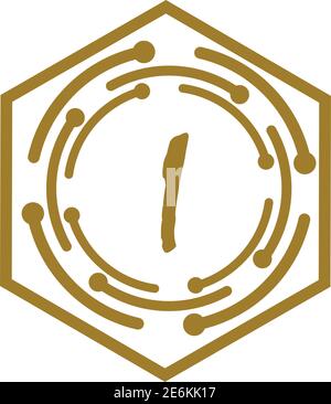 Logo lettera i. Disegno vettoriale del logotipo dell'alfabeto Illustrazione Vettoriale