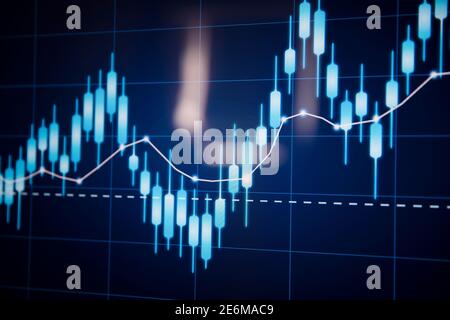 Grafico del candelabro d'investimento del mercato azionario. Concetto di economia e finanza Foto Stock