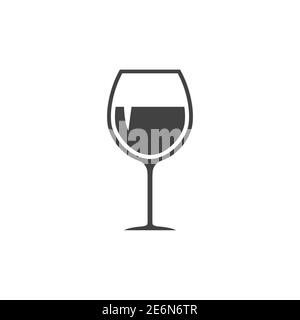 Icona del vino di vetro. Simbolo della silhouette della bevanda. Vettore isolato su bianco Illustrazione Vettoriale