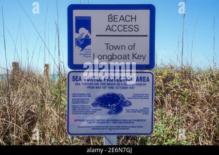 Zona di protezione delle tartarughe marine, Longboat Key, Florida, USA Foto Stock