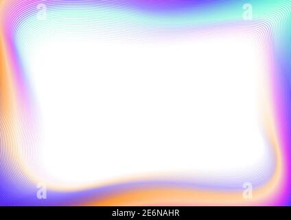 Design border, frame, mockup. Modello multicolore. Linee ondulate. Sfumatura teal, viola, arancione, rosa. Sfondo vettoriale per pagina web, carta regalo. EPS10 Illustrazione Vettoriale