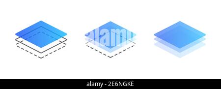 Set di icone della linea di livello. Cartello formato. Illustrazione Vettoriale