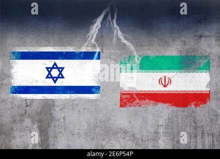 Conflitto tra Israele e Iran. Guerra in Medio Oriente, isolamento cemento backgound Foto Stock