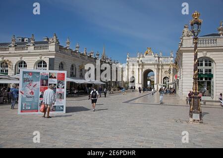 L'Arc Héré o Porte Héré su Place Stanilas a Nancy, Francia, Foto Stock