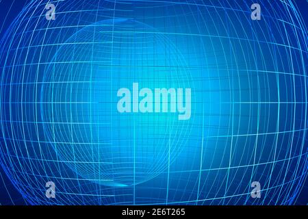 Sfondo astratto con motivi sferici in blu Foto Stock