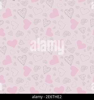 Heart Vector motivo senza giunture di sfondo con i cuori dei giorni di San Valentino attivato disegno con motivo di superficie rosa Illustrazione Vettoriale