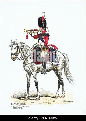 trompette du 1er régiment de carabiniers it 1805 - 1810 Foto Stock