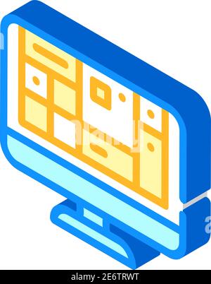 tabella delle icone isometriche del sistema operativo Illustrazione Vettoriale