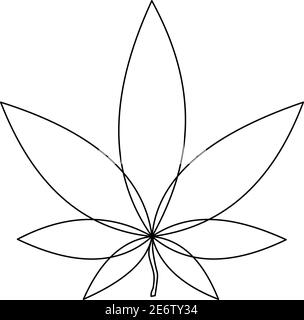 disegno minimalista foglia di marijuana in nero, vettore Illustrazione Vettoriale