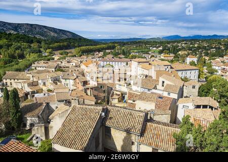 Francia, Vaucluse, Malaucene, panorama sulla città dal Calvario (ex castello) Foto Stock