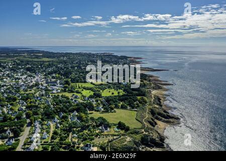 Francia, Morbihan (56), Gran Bretagna del Sud, Saint-Gildas-de-Rhuys, o con vista sulla costa, (veduta aerea) Foto Stock