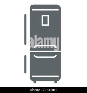 Frigorifero icona solida, cucina elettrodomestici concetto, segno frigorifero su sfondo bianco, cucina frigorifero icona in stile glifo per mobile concetto e web Illustrazione Vettoriale