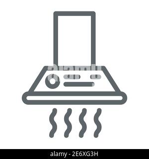 Icona della linea della cappa della cucina, concetto di elettrodomestici, segno dell'estrattore su sfondo bianco, icona della cappa della cucina in stile outline per il concetto mobile e il web Illustrazione Vettoriale