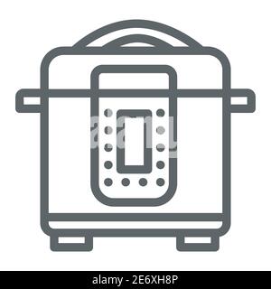 Icona della linea del fornello lento, concetto di elettrodomestici da cucina, segno della pentola elettrica su sfondo bianco, icona multicooker in stile outline per il concetto mobile e il web Illustrazione Vettoriale