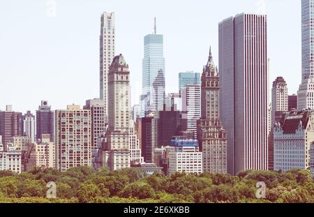 Immagine colorata di Manhattan Upper East Side presso Central Park, New York, USA. Foto Stock