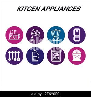 Moderna cucina elettrodomestici modello infografico di design. Attrezzatura da cucina visualizzazione infografica in bolla su sfondo bianco. Creativo Illustrazione Vettoriale