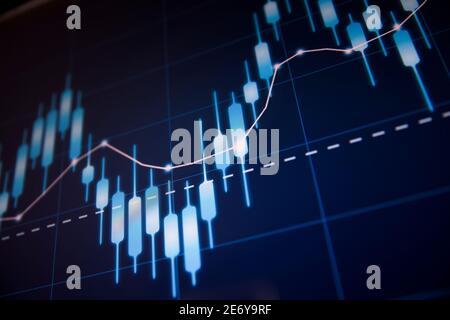 Grafico del candelabro d'investimento del mercato azionario. Concetto di economia e finanza Foto Stock