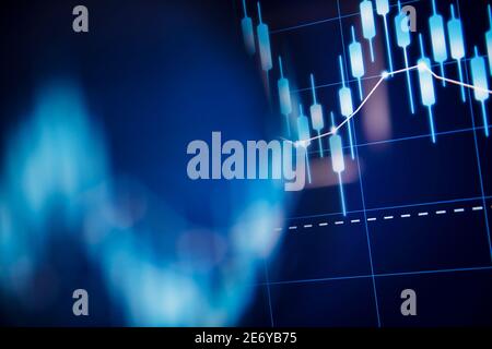 Grafico del candelabro d'investimento del mercato azionario. Concetto di economia e finanza Foto Stock